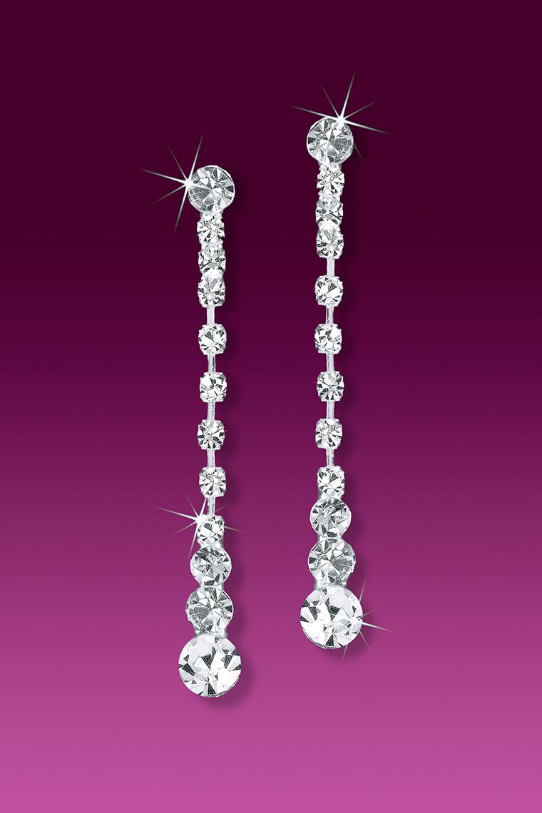 Show Girl Crystal Rhinestone Dangle Earrings - Pierced