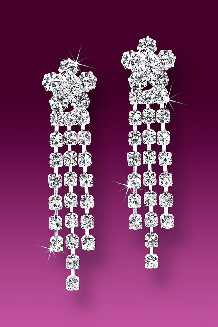 Flower Power Crystal Rhinestone Earrings - Pierced