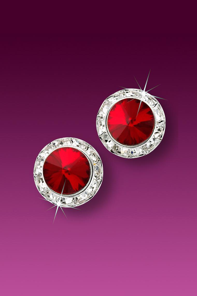 11mm Rhinestone Dance Earrings - Red Pierced
