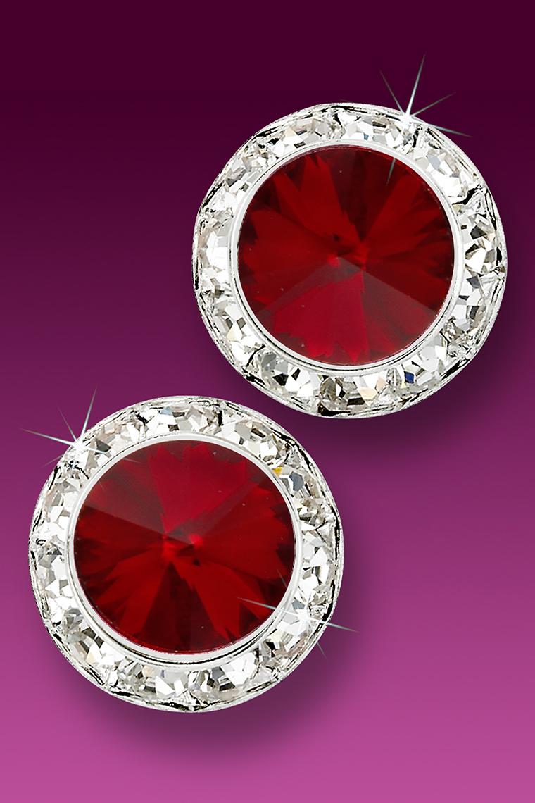20mm Rhinestone Dance Earrings - Crimson Pierced