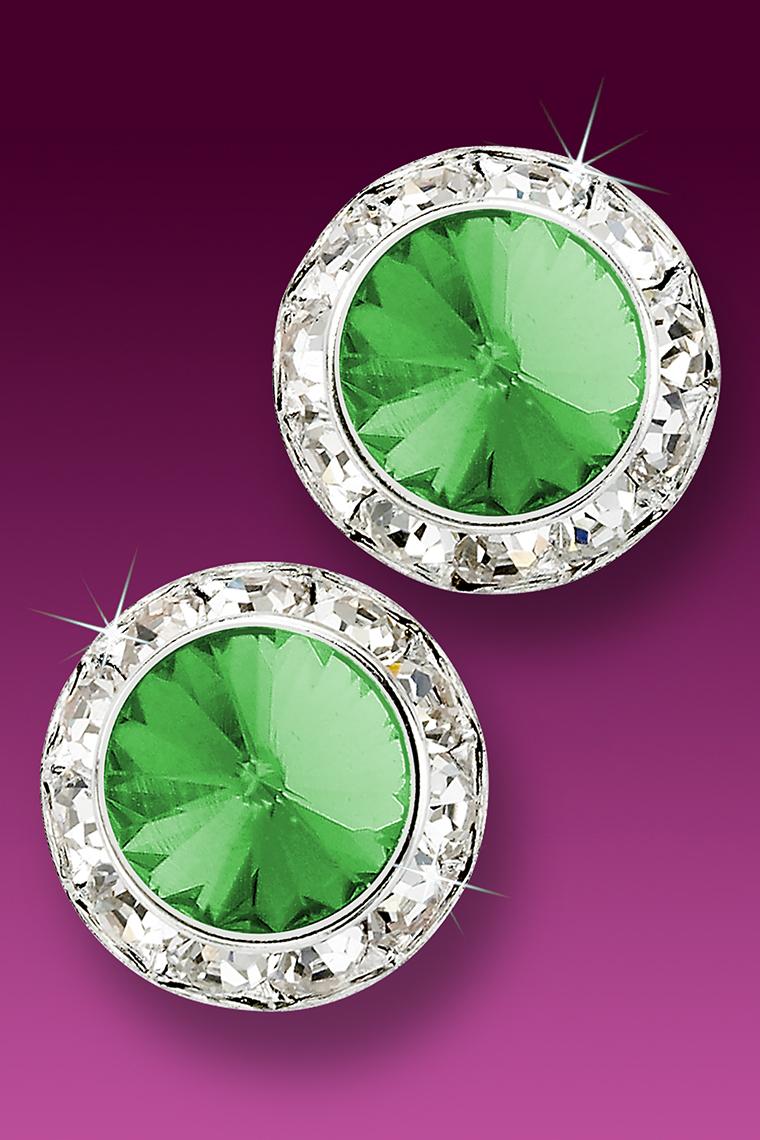 20mm Rhinestone Dance Earrings - Light Green Pierced