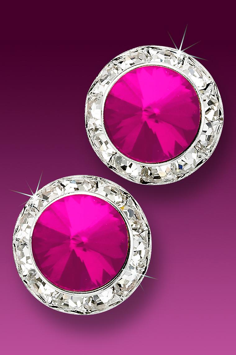20mm Rhinestone Dance Earrings - Hot Pink Pierced