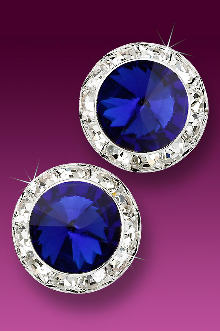 20mm Rhinestone Dance Earrings - Dark Blue Pierced