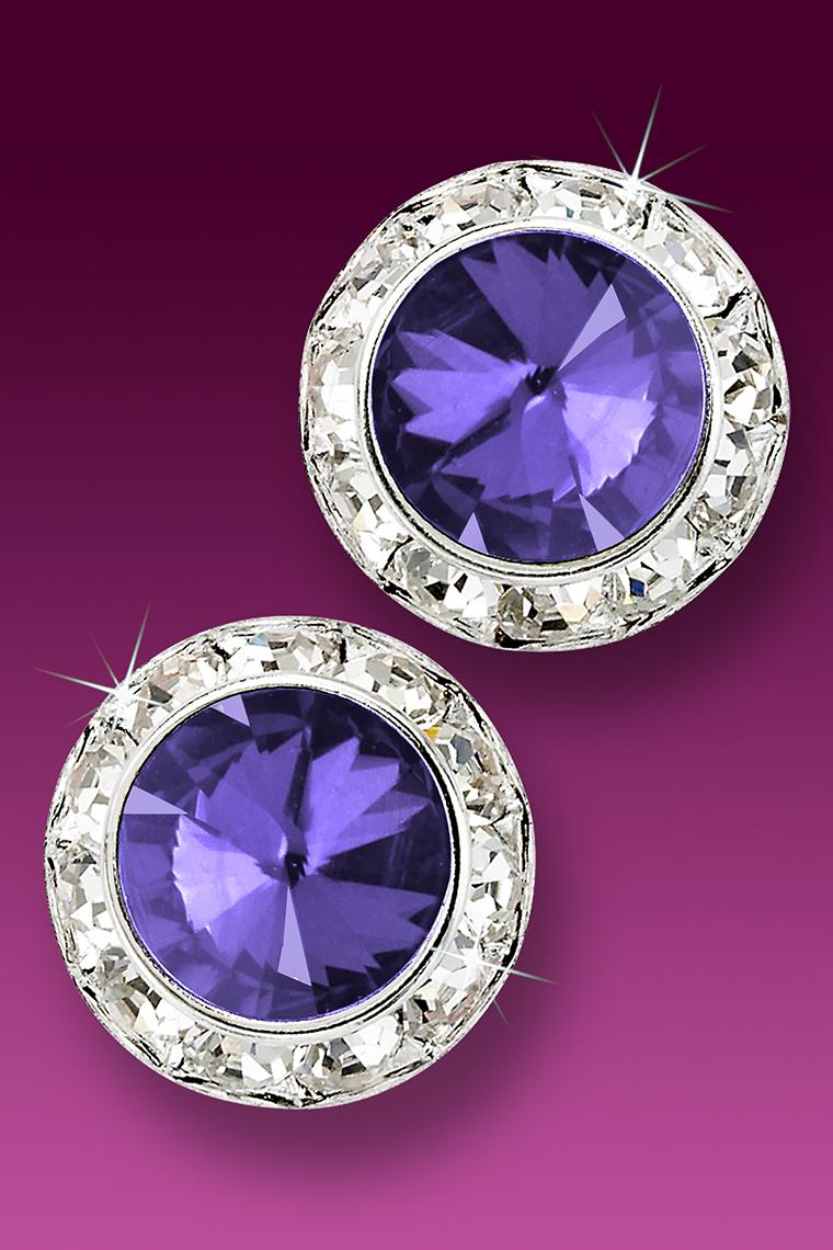 20mm Rhinestone Dance Earrings - Medium Purple Pierced