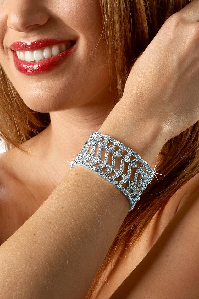 Fancy Stretch Rhinestone Bracelet - Crystal