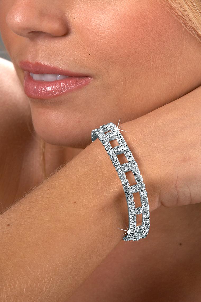 Contemporary Stretch Rhinestone Bracelet - Crystal