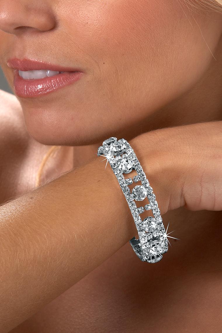 Lavish Stretch Rhinestone Bracelet - Crystal