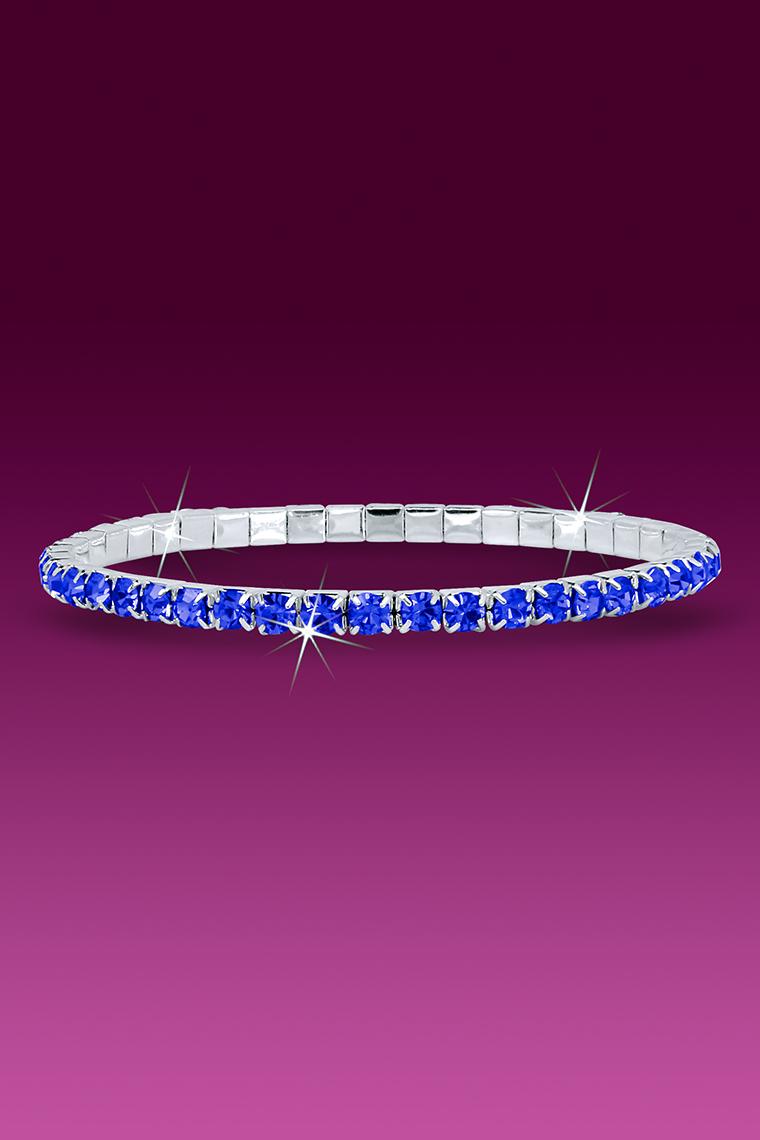 Single Row Stretch Rhinestone Bracelet - Blue