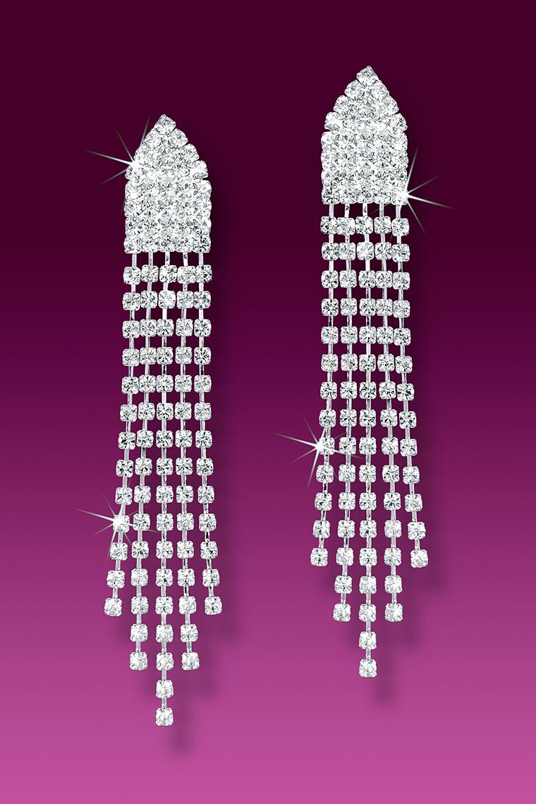 Dazzling Crystal Rhinestone Drop Earrings - Pierced
