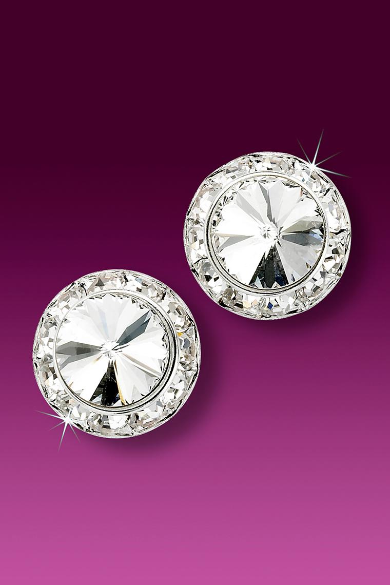 15mm Rhinestone Dance Earrings - Crystal Pierced
