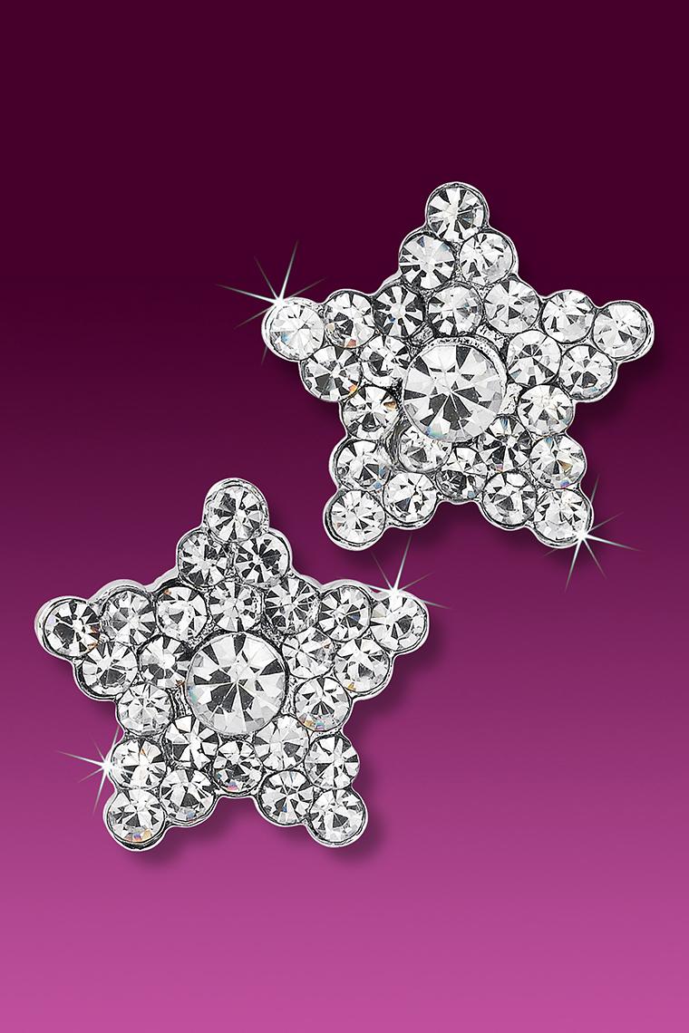 Shining Star Rhinestone Earrings - Crystal Pierced