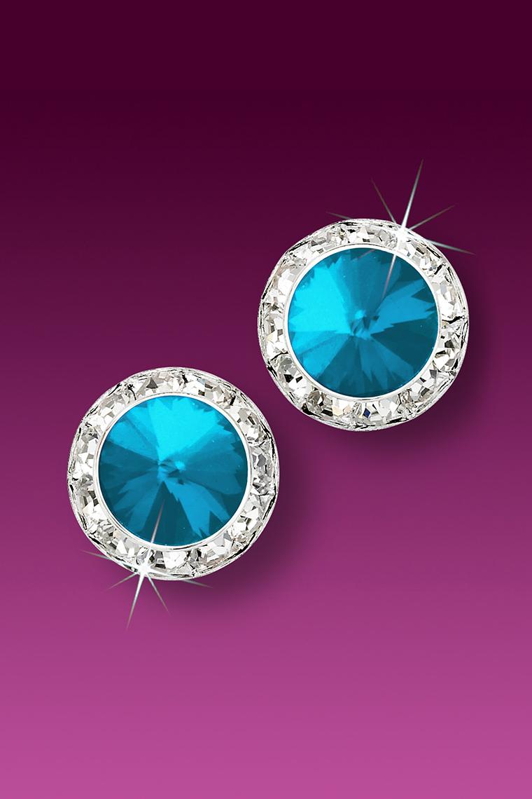 13mm Rhinestone Dance Earrings - Bright Blue Pierced