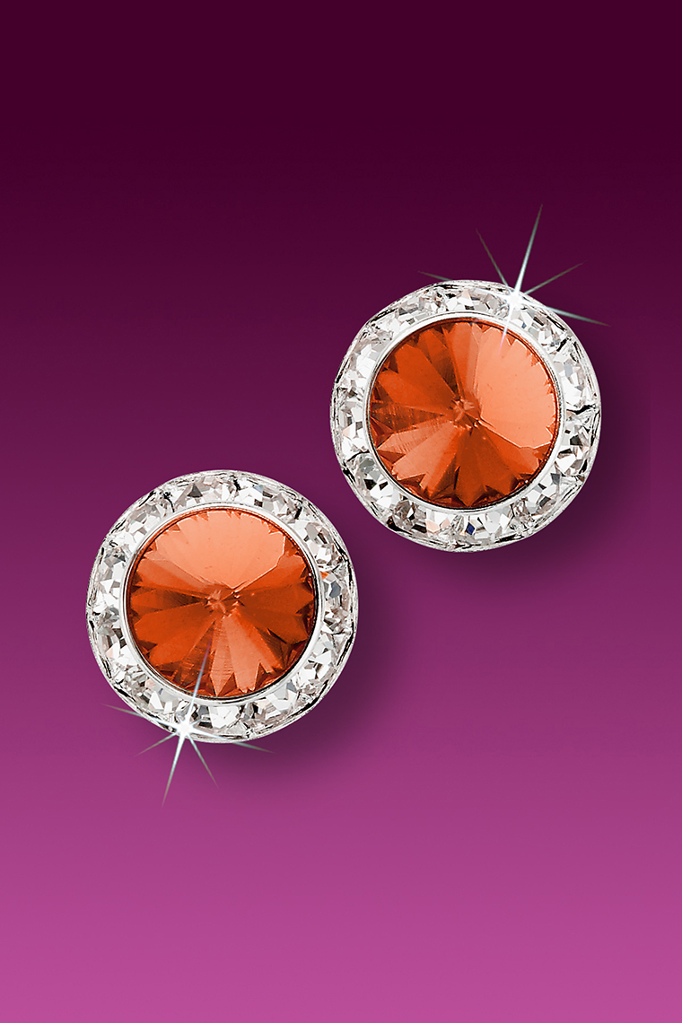 13mm Rhinestone Dance Earrings - Orange Pierced