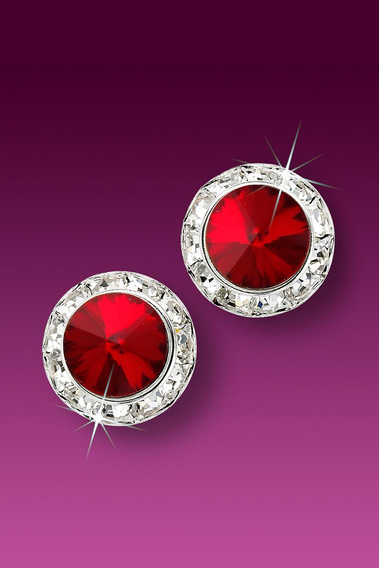 13mm Rhinestone Dance Earrings - Red Pierced