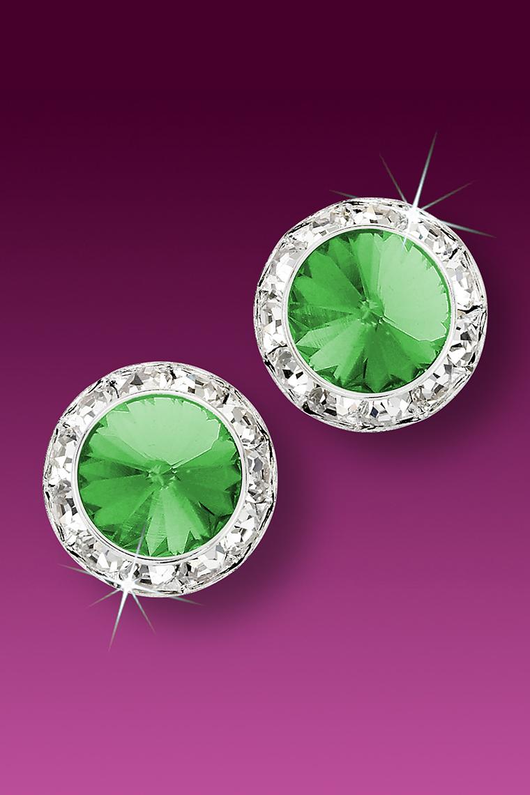 15mm Rhinestone Dance Earrings - Light Green Pierced