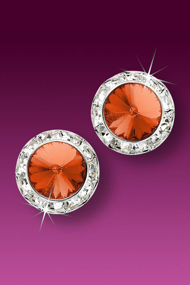 15mm Rhinestone Dance Earrings - Orange Pierced