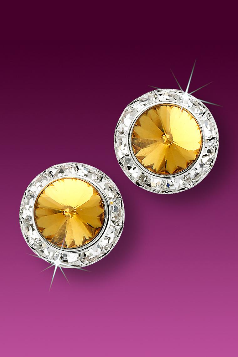 15mm Rhinestone Dance Earrings - Gold Pierced