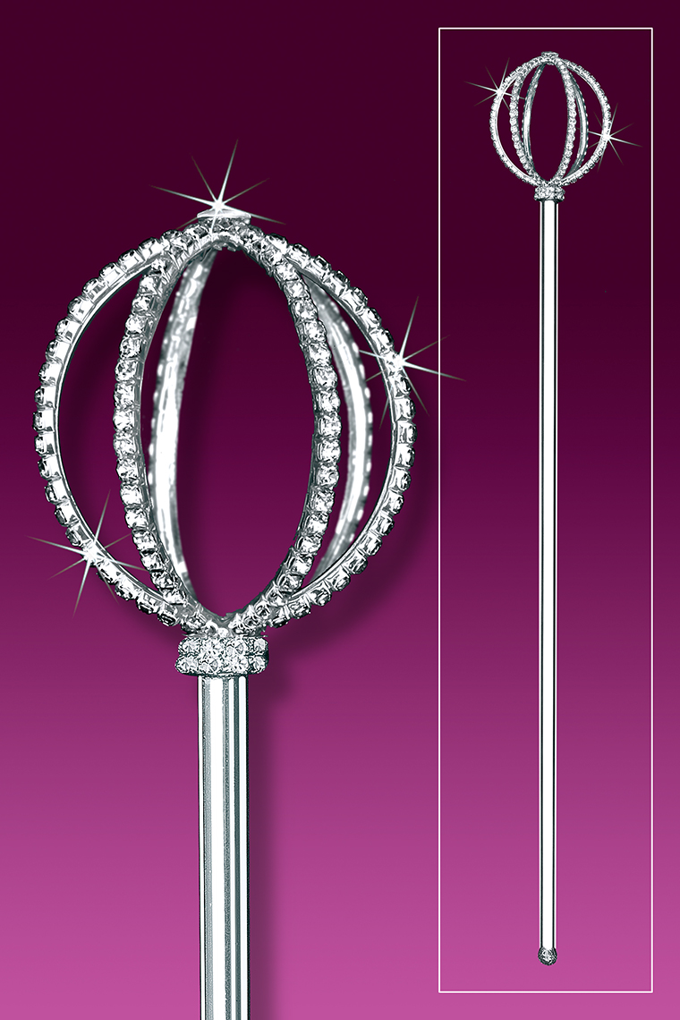 Crystal Rhinestone Scepter With Bejeweled Oval Top