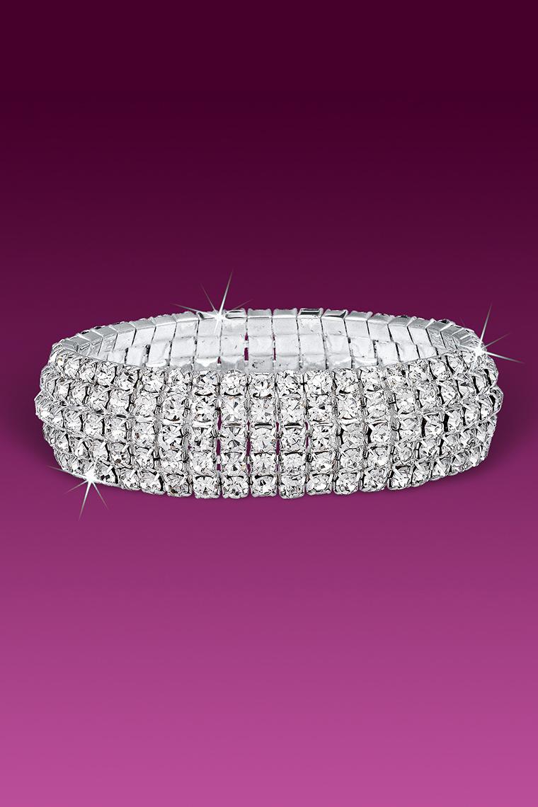 Curved Band Stretch Rhinestone Bracelet - Crystal