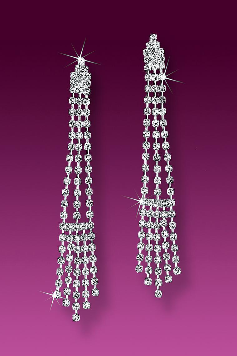 Vintage Inspired Rhinestone Dangle Chain Earrings