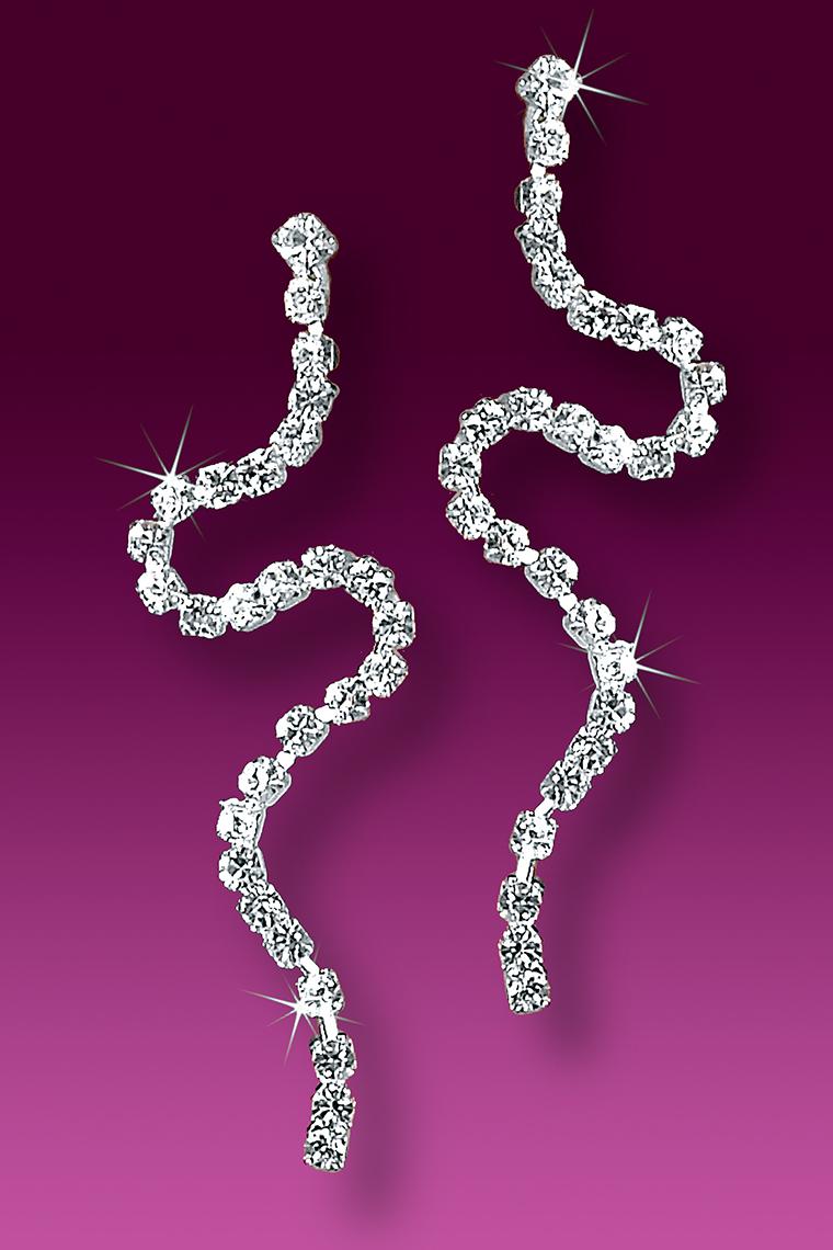 Curvy Crystal Rhinestone Earrings - Pierced