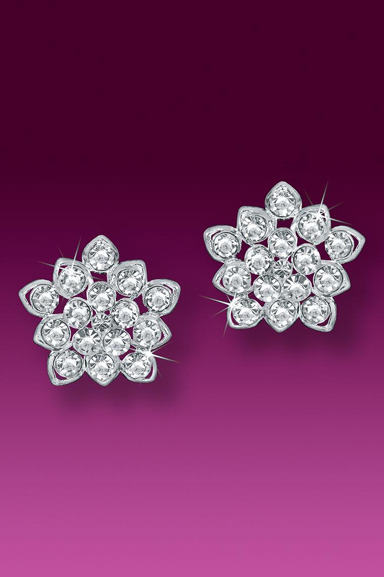 Starry Cluster Crystal Rhinestone Earrings - Pierced