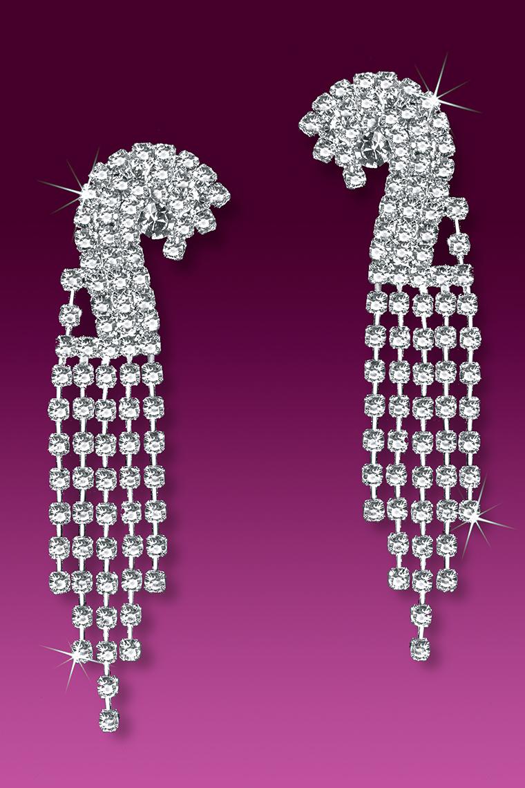 Super Star Rhinestone Crystal Dangle Earrings - Pierced