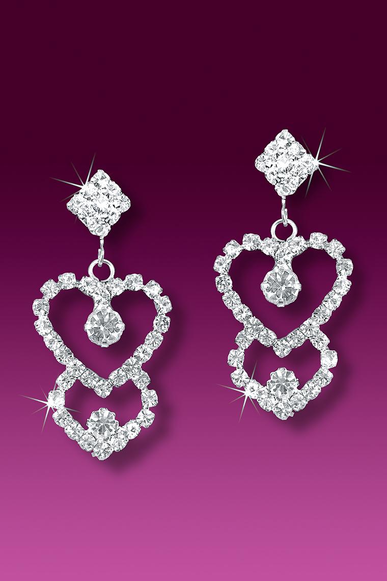 Connecting Hearts Crystal Rhinestone Earrings