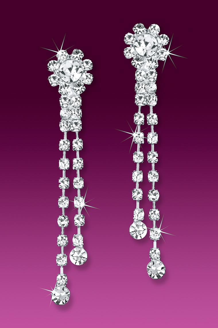 Star Struck Rhinestone Dangle Earrings - Crystal Pierced