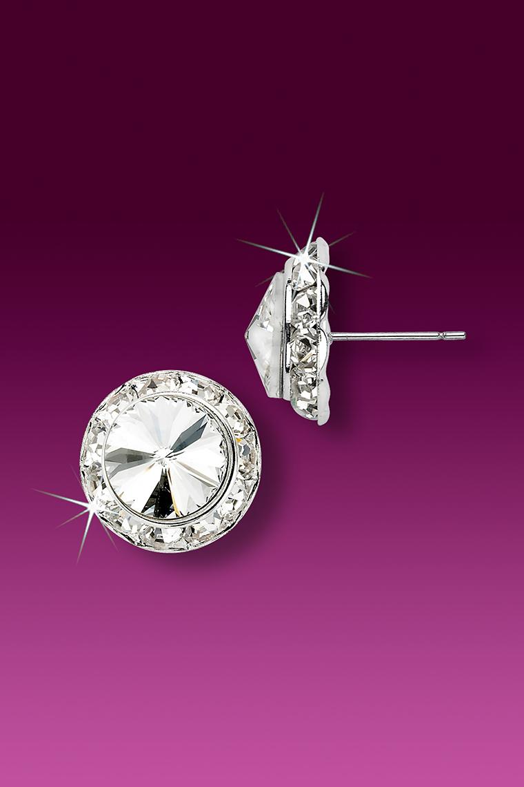 11mm Rhinestone Dance Earrings - Crystal Pierced