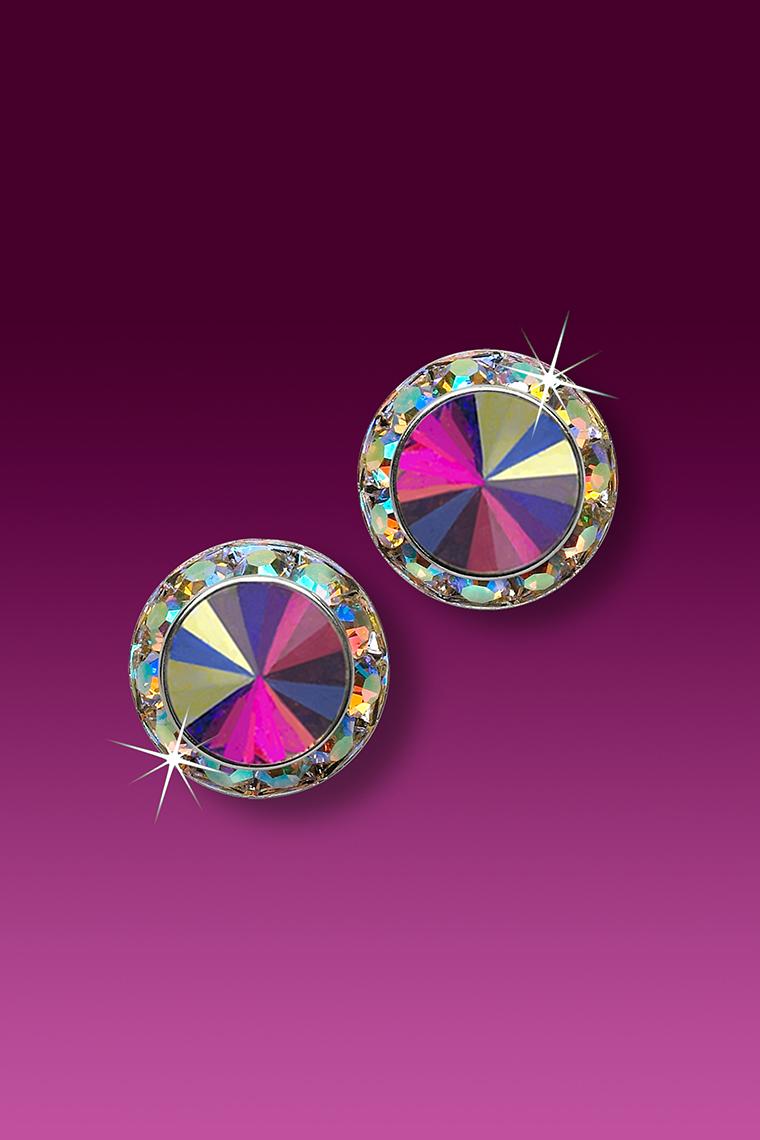 11mm Rhinestone Dance Earrings - Crystal AB Pierced