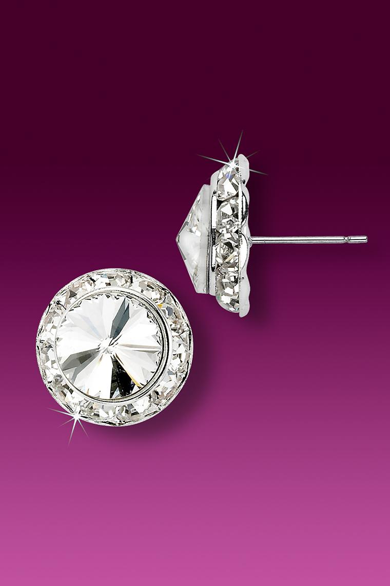 13mm Rhinestone Dance Earrings - Crystal Pierced
