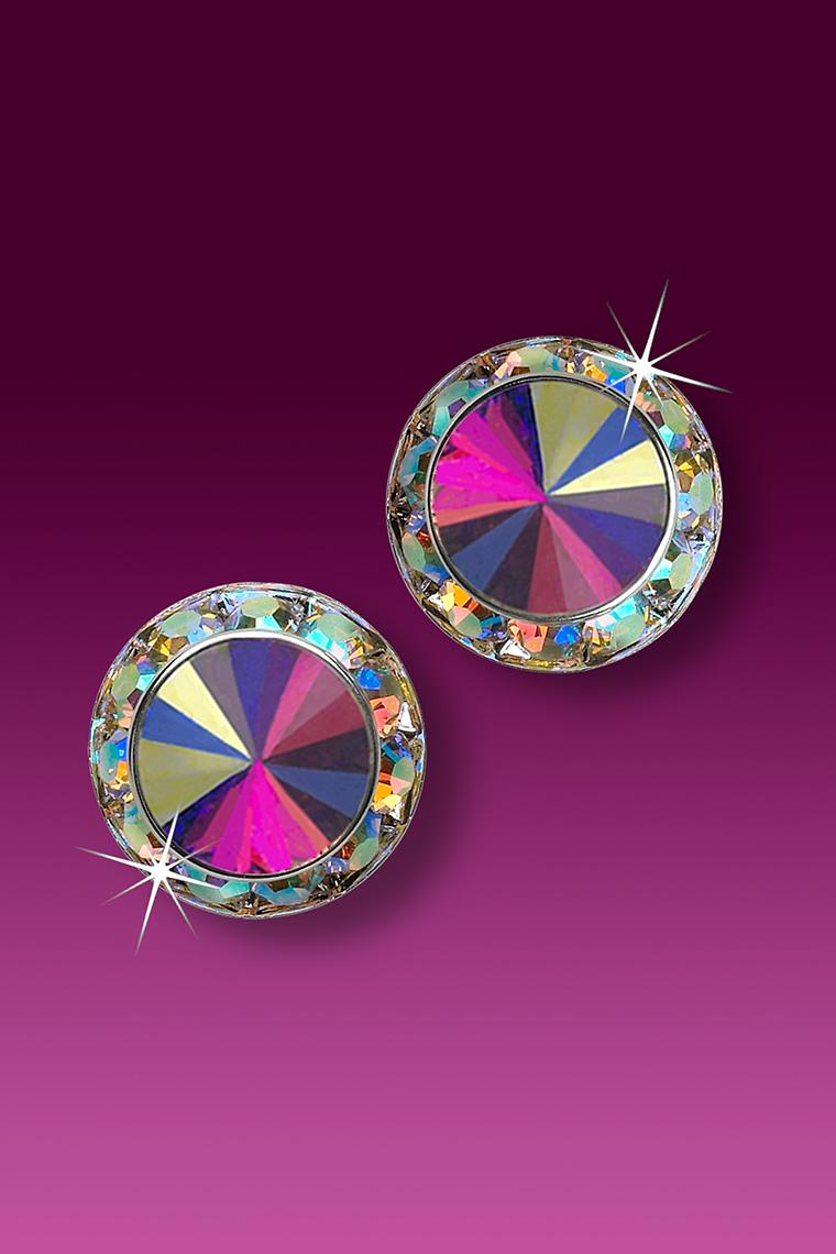 13mm Rhinestone Dance Earrings - Crystal AB Pierced