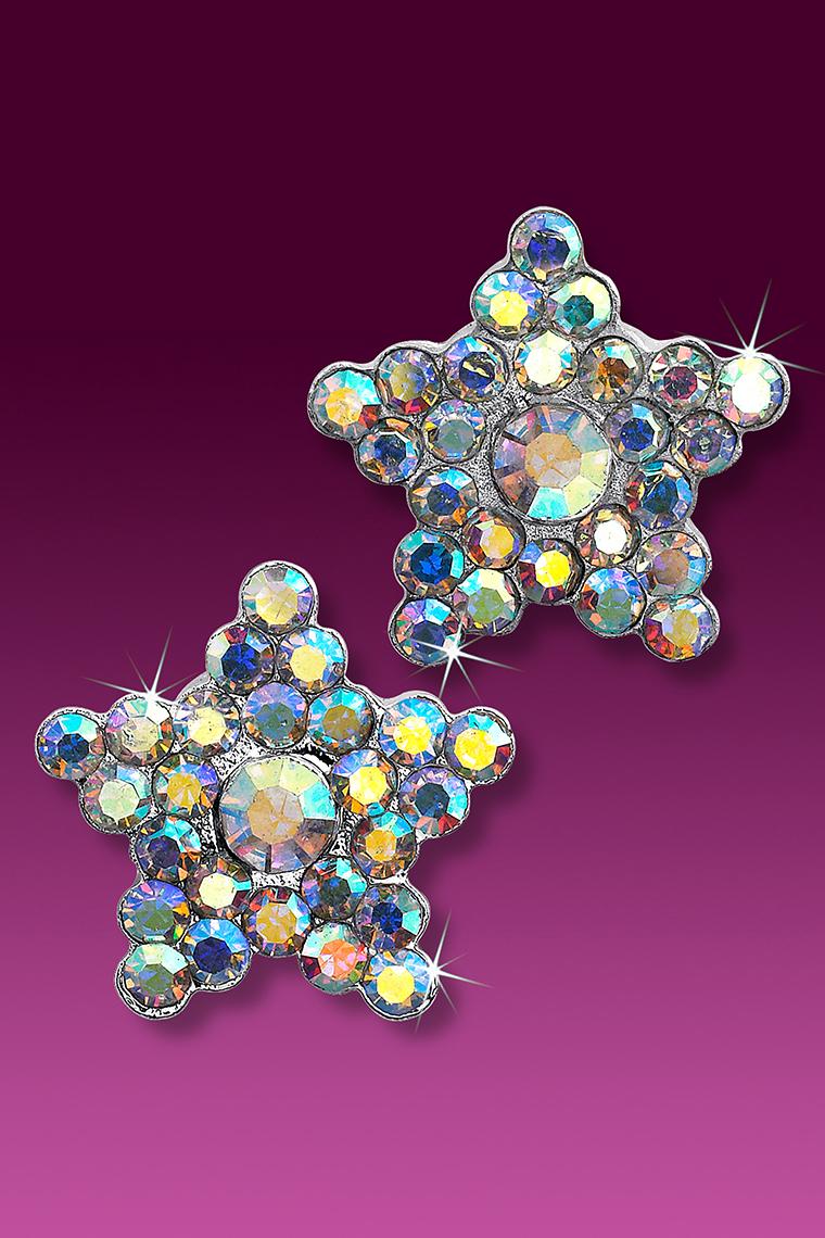 Shining Star Rhinestone Earrings - Crystal AB Pierced