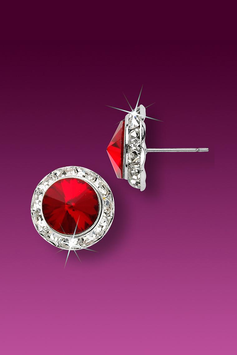 11mm Rhinestone Dance Earrings - Red Pierced