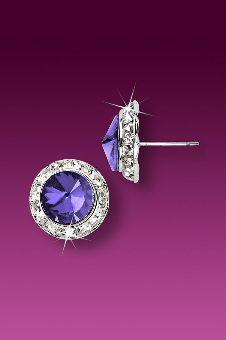 11mm Rhinestone Dance Earrings - Medium Purple Pierced