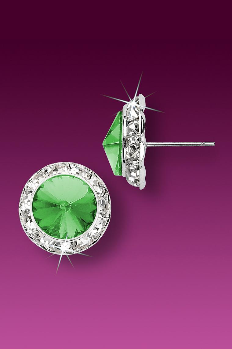 13mm Rhinestone Dance Earrings - Light Green Pierced