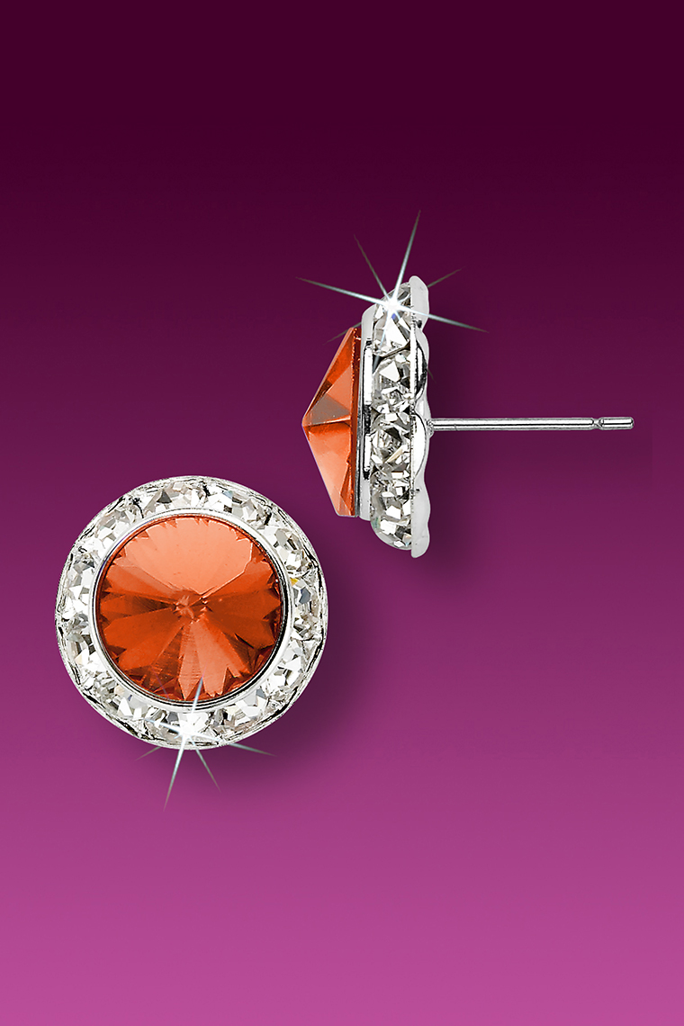 13mm Rhinestone Dance Earrings - Orange Pierced