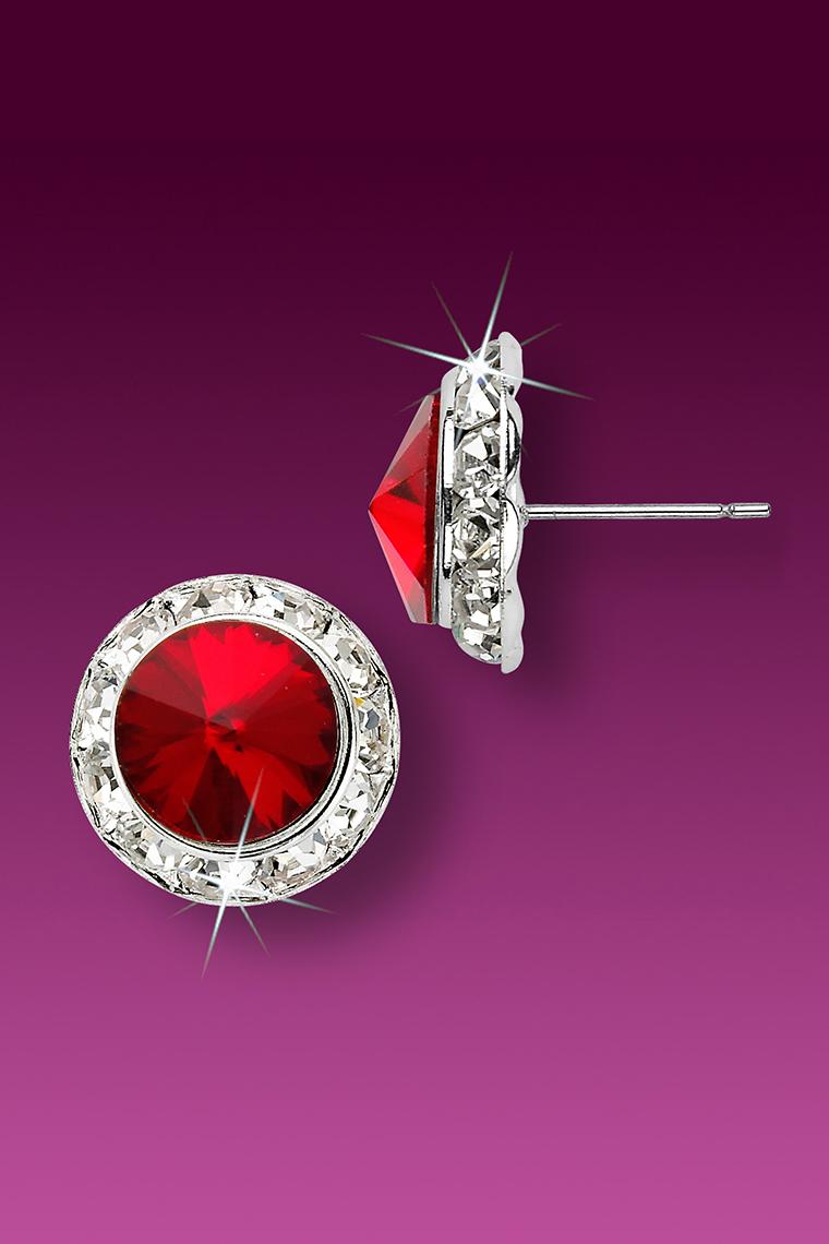 13mm Rhinestone Dance Earrings - Red Pierced