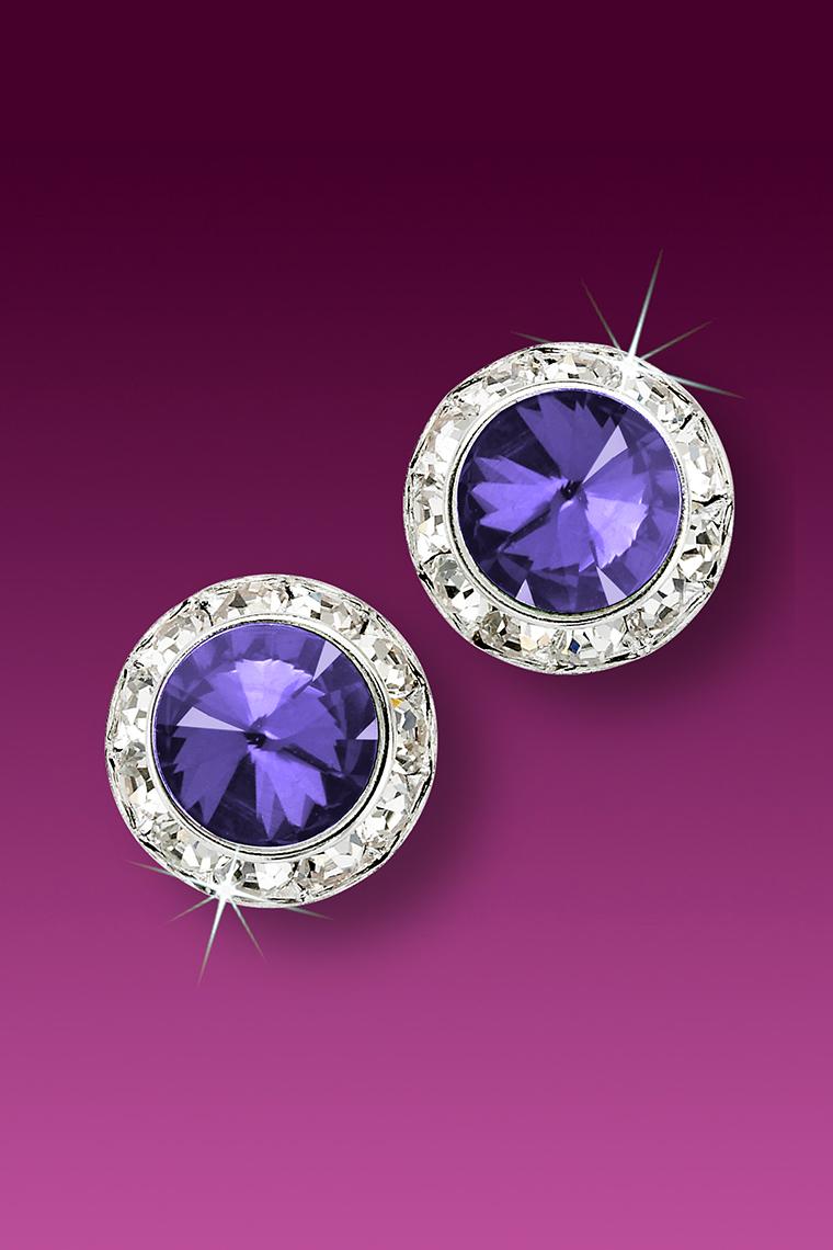13mm Rhinestone Dance Earrings - Medium Purple Pierced
