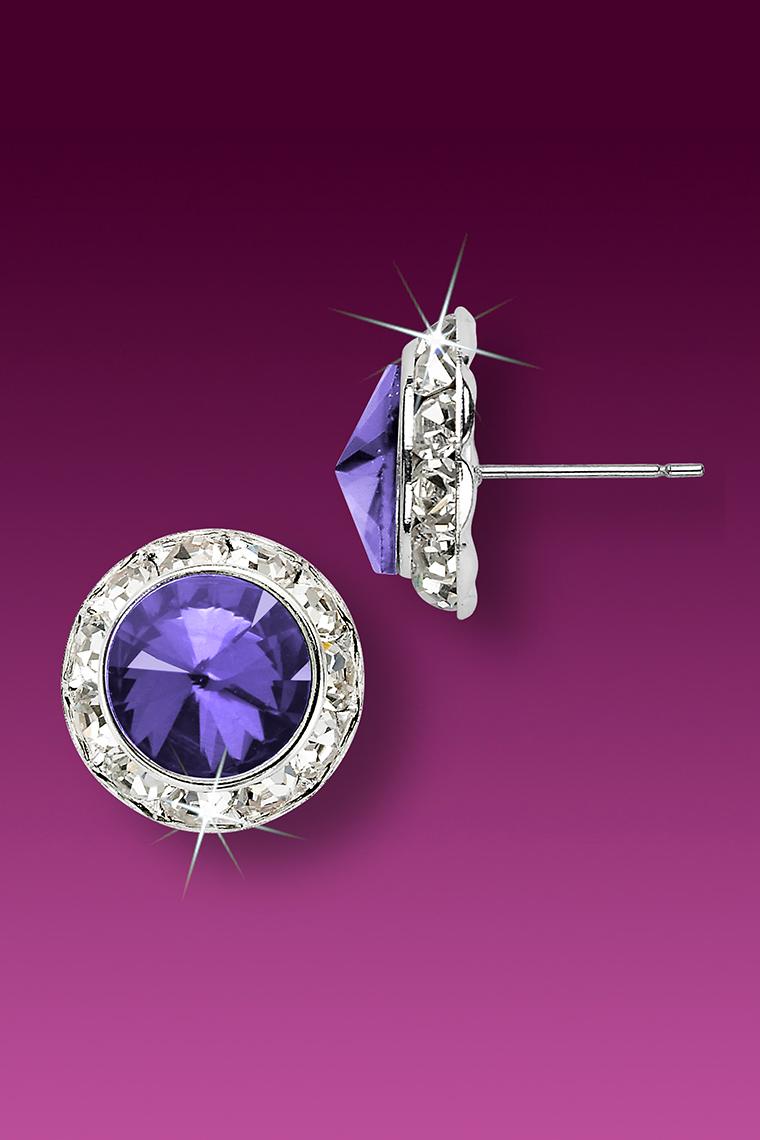 13mm Rhinestone Dance Earrings - Medium Purple Pierced