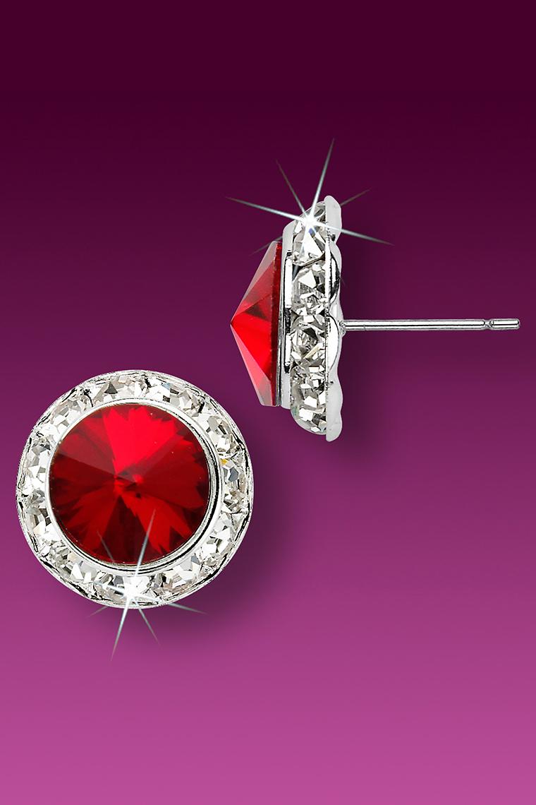 15mm Rhinestone Dance Earrings - Red Pierced