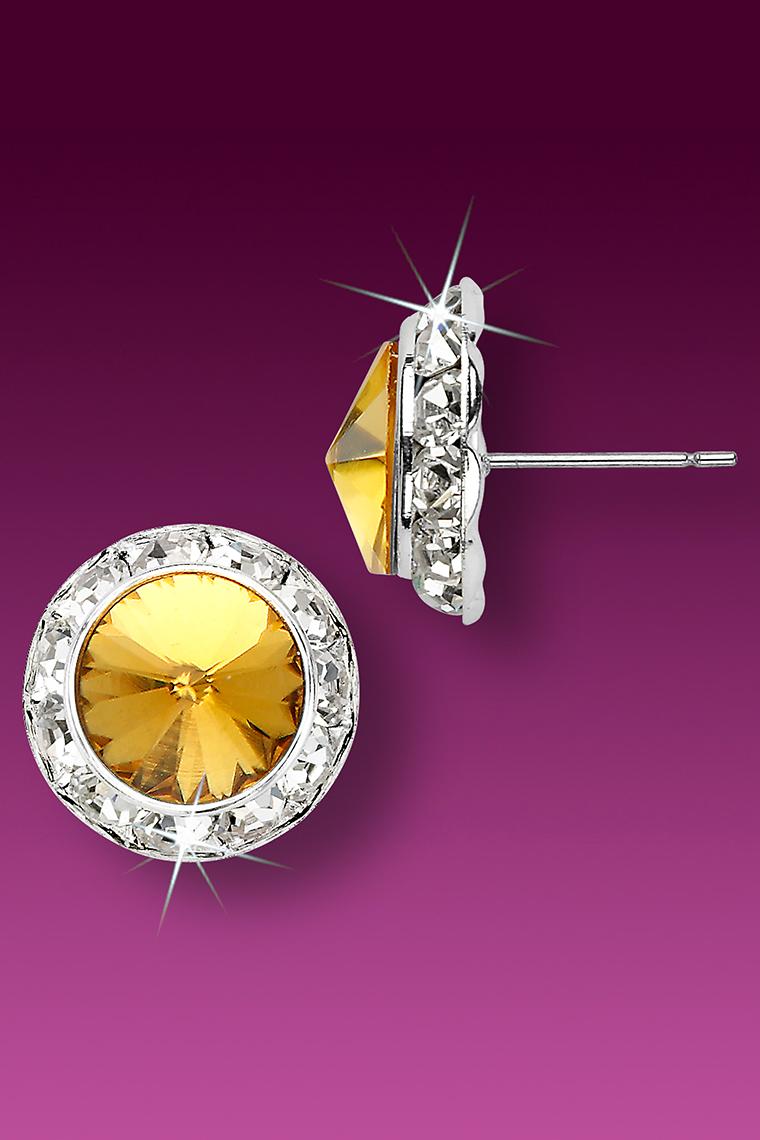 15mm Rhinestone Dance Earrings - Gold Pierced