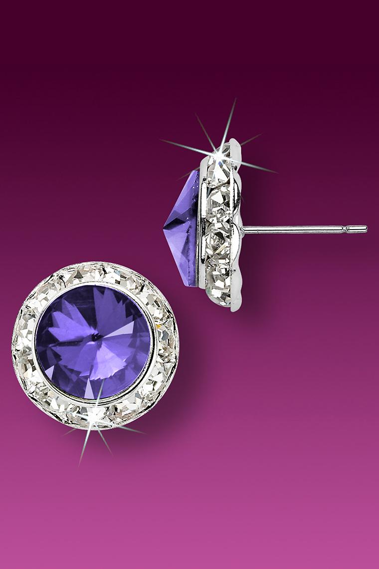 15mm Rhinestone Dance Earrings - Medium Purple Pierced