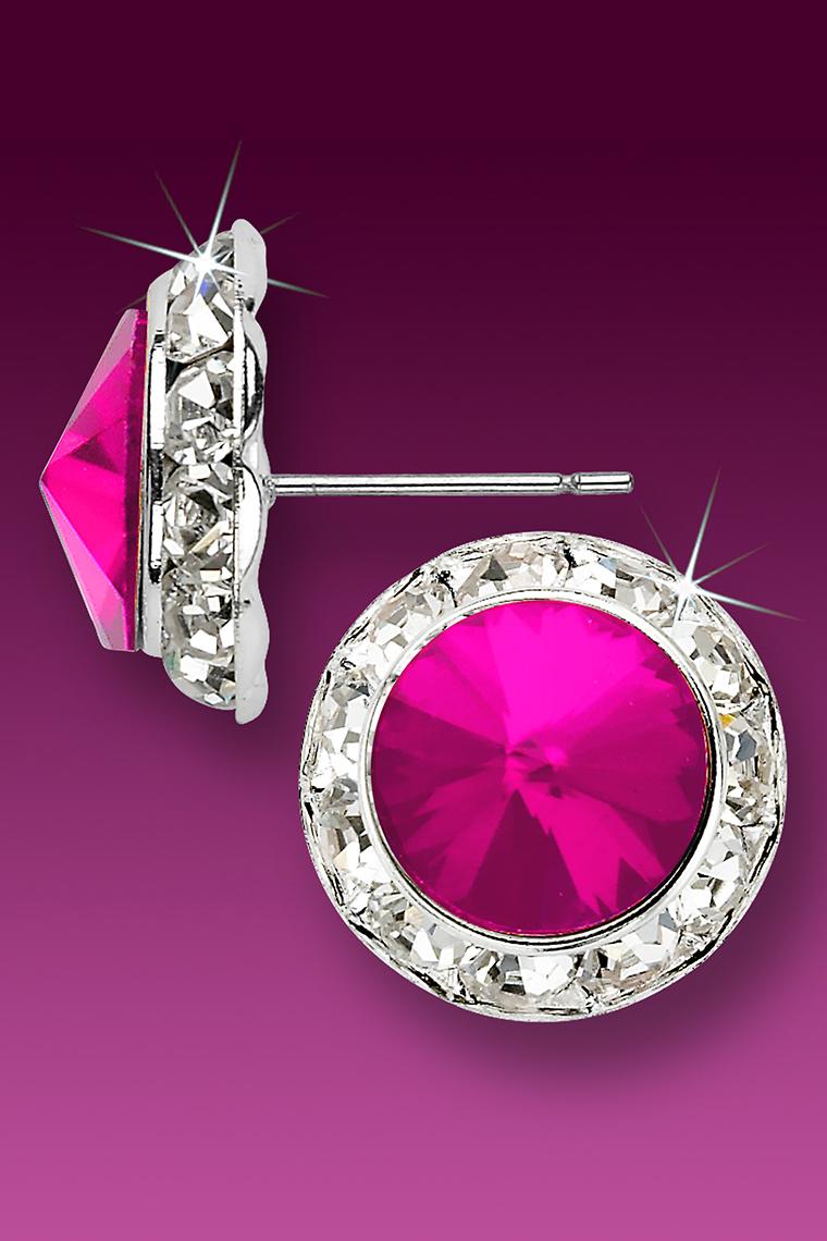 20mm Rhinestone Dance Earrings - Hot Pink Pierced