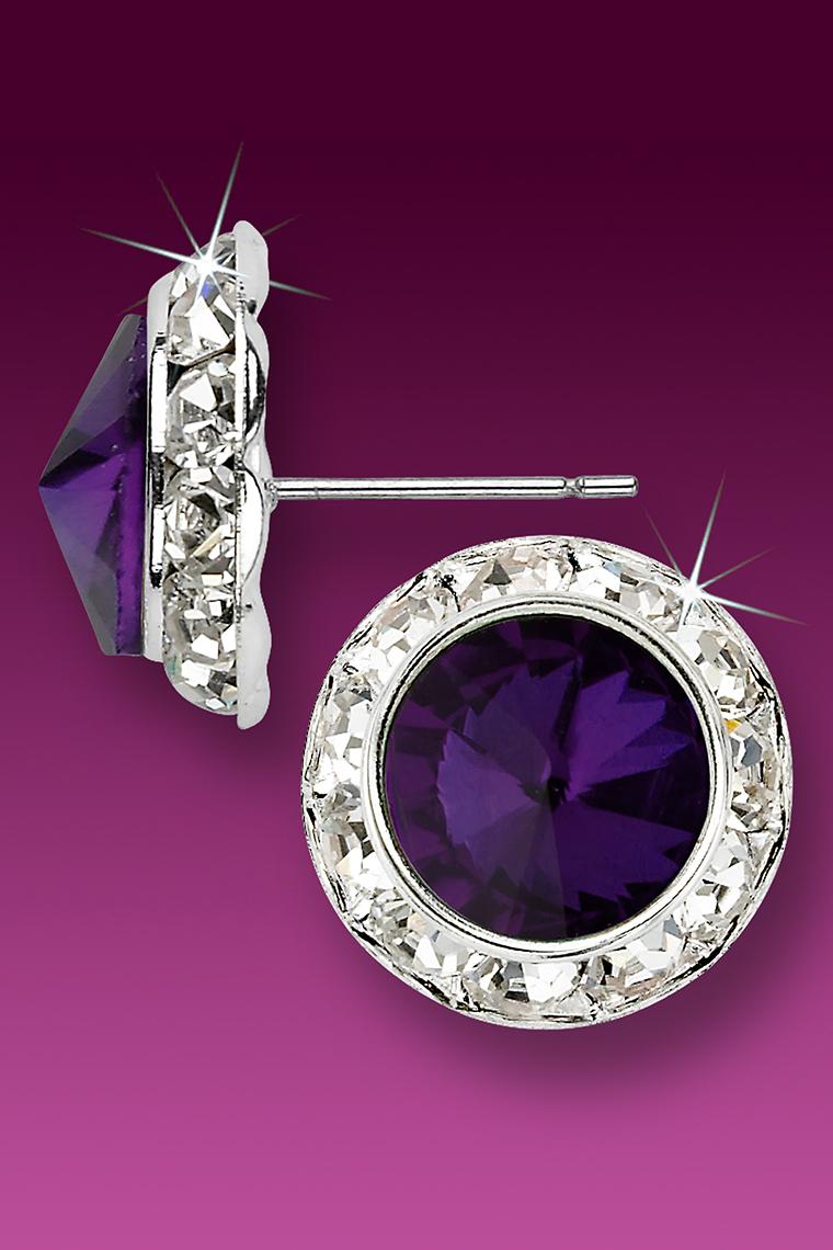 20mm Rhinestone Dance Earrings - Dark Purple Pierced