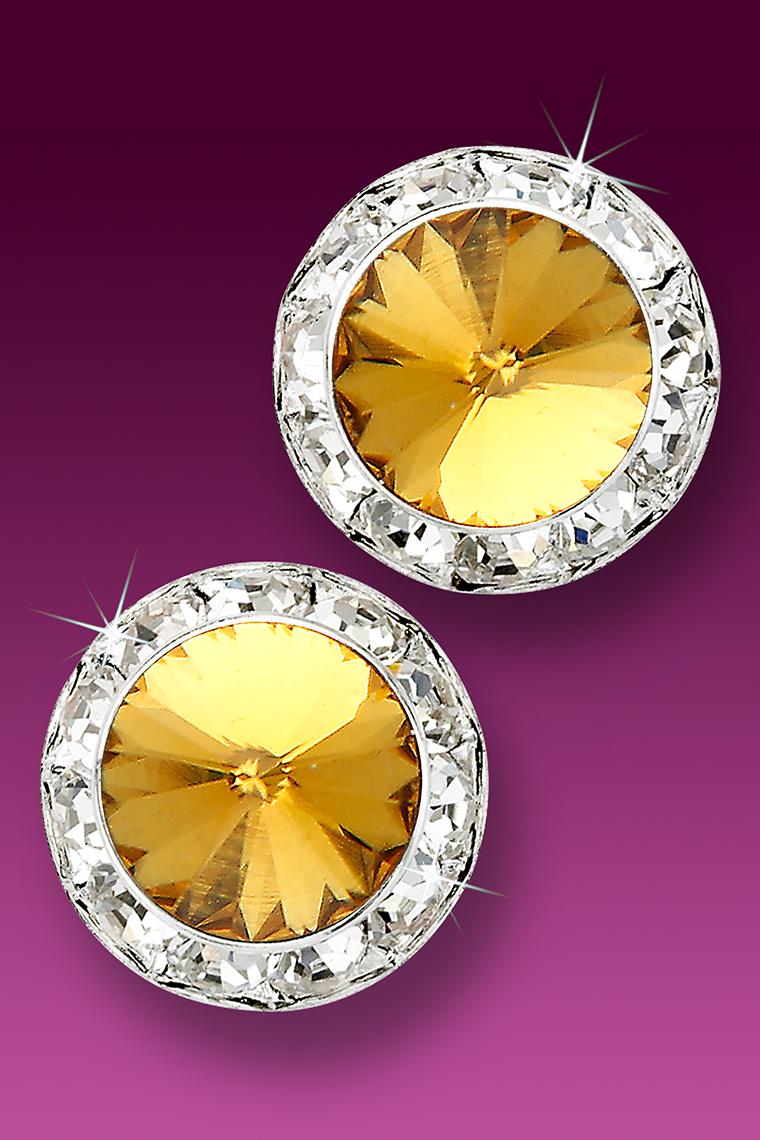 20mm Rhinestone Dance Earrings - Gold Pierced
