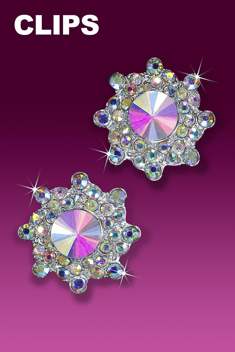 Go Glam Rhinestone Dance Earrings - Crystal AB Clip-On