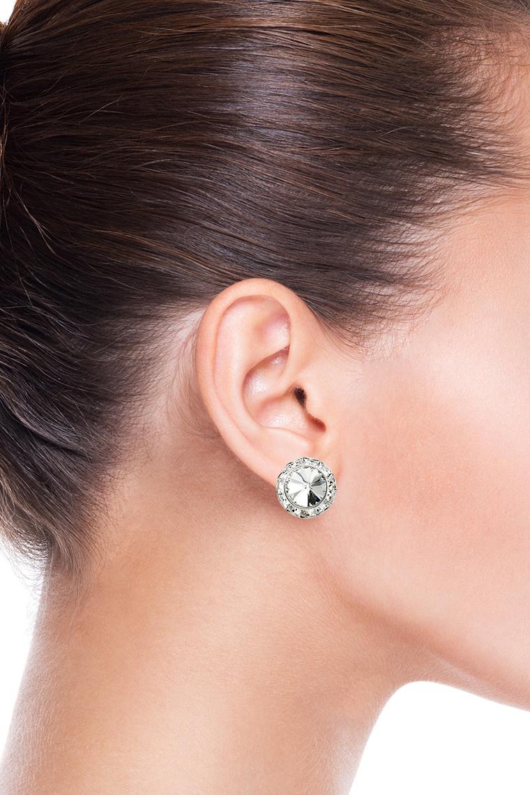 15mm Rhinestone Dance Earrings - Crystal AB Clip-On
