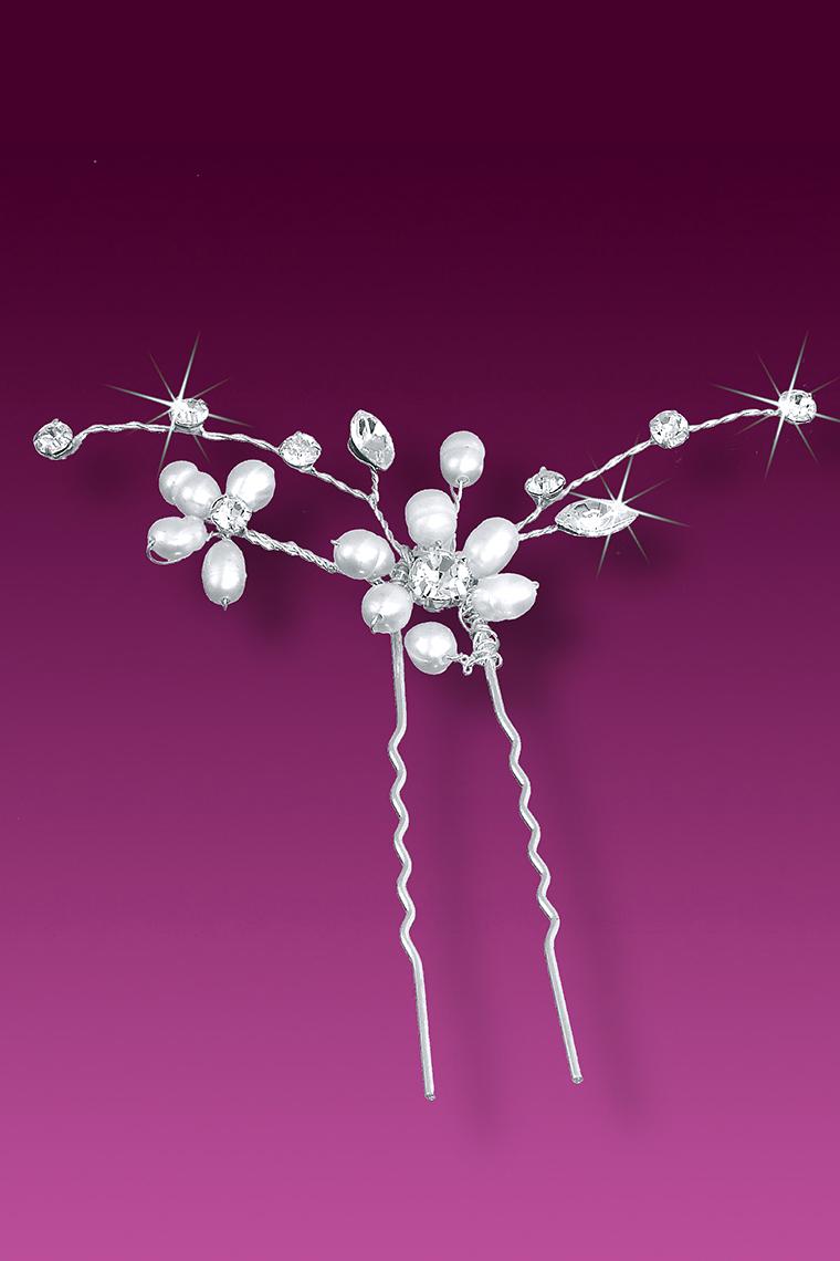 Floral Pearl Spray Crystal Rhinestone Hair Pin